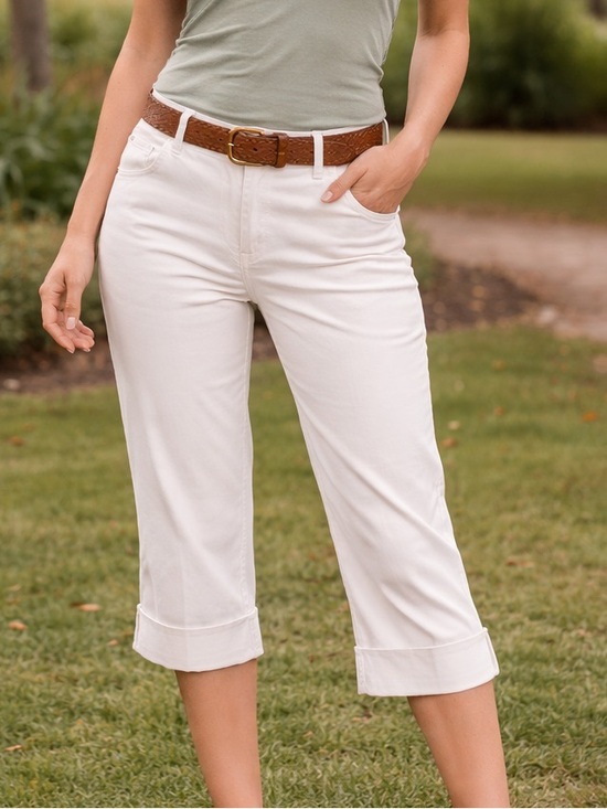 a.n.a Pants - a.n.a. White cuffed Capris EUC 14